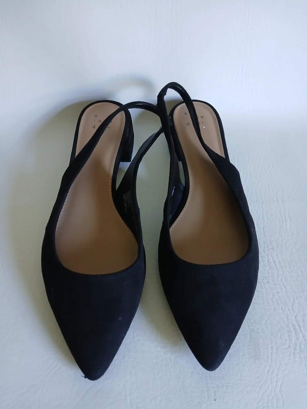 a new day Black Pointed Toe Faux Suede Slingback Flats Sz8.5M